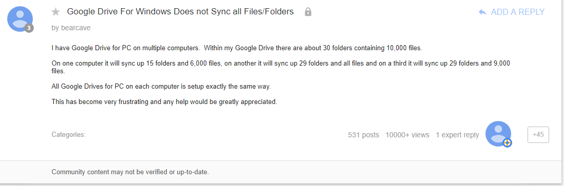 Google drive is not syncing